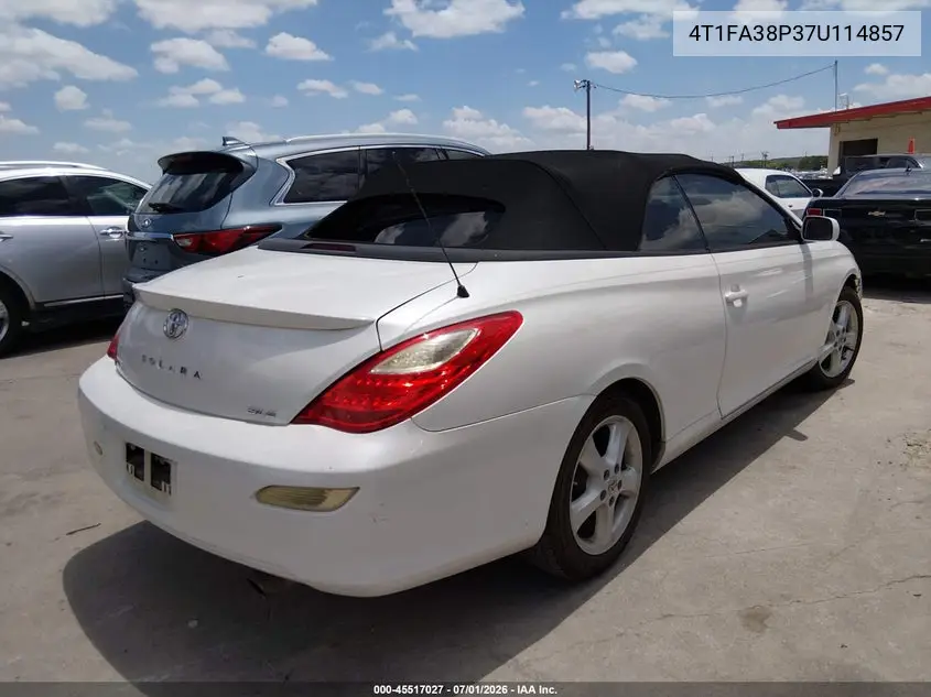 2007 Toyota Camry Solara Sle VIN: 4T1FA38P37U114857 Lot: 45517027