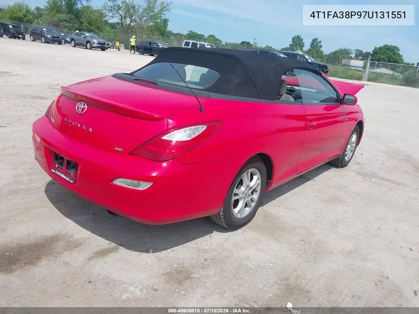2007 Toyota Camry Solara Se VIN: 4T1FA38P97U131551 Lot: 45608015