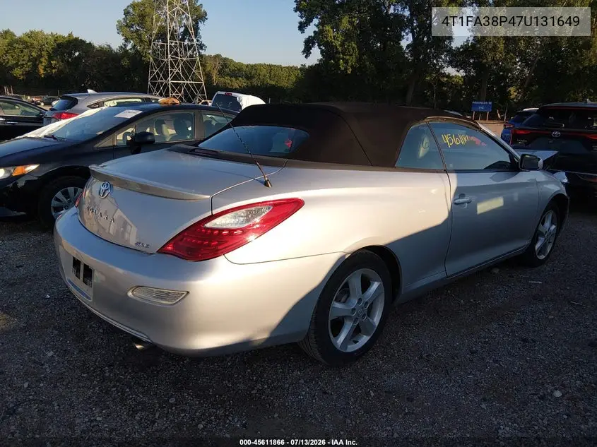 2007 Toyota Camry Solara Sle VIN: 4T1FA38P47U131649 Lot: 45611866