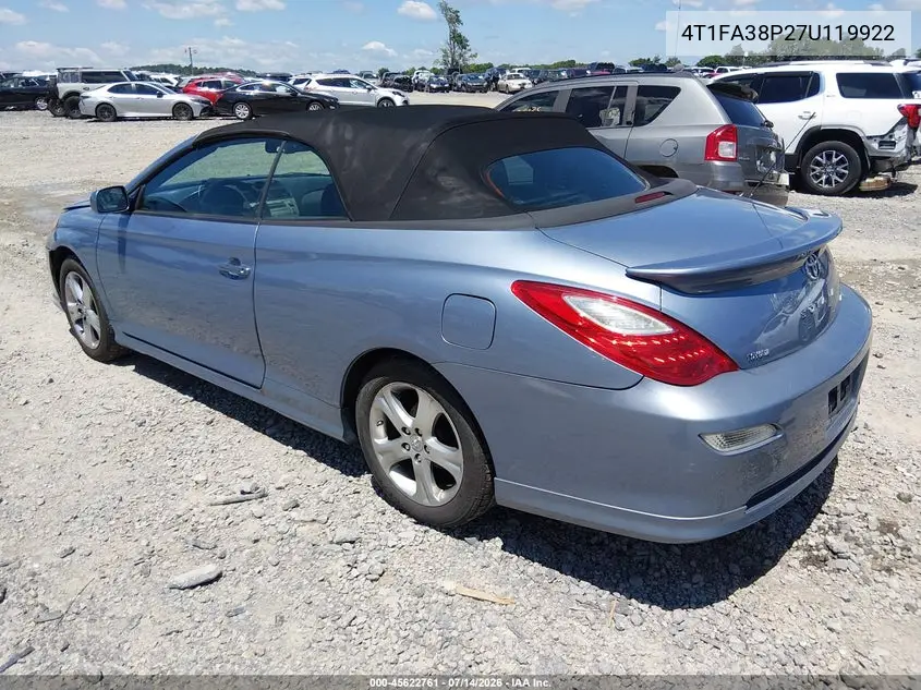 2007 Toyota Camry Solara Sport VIN: 4T1FA38P27U119922 Lot: 45622761