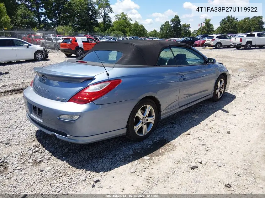 2007 Toyota Camry Solara Sport VIN: 4T1FA38P27U119922 Lot: 45622761