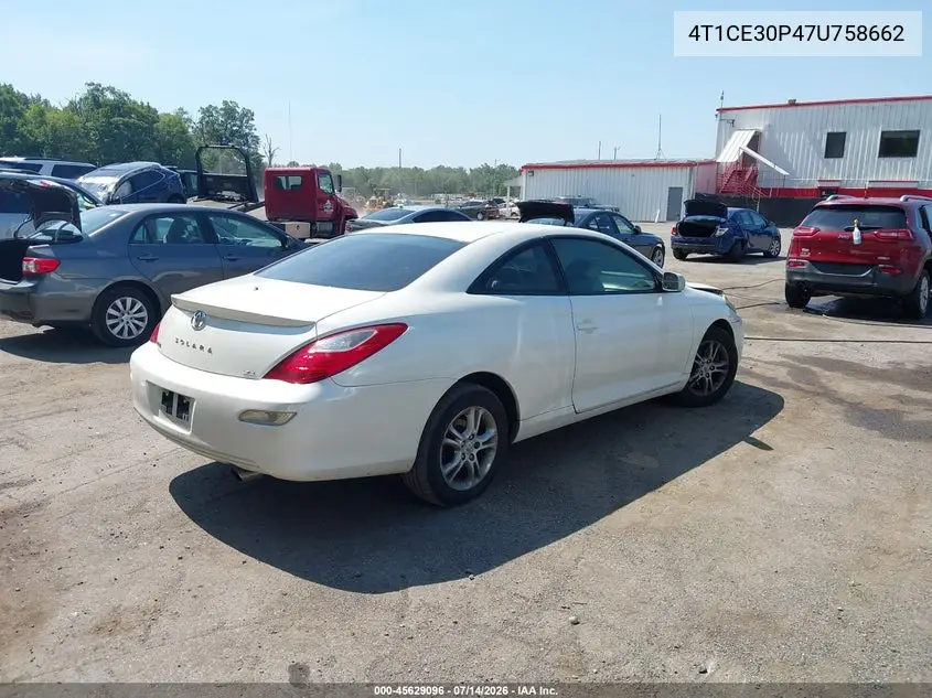 2007 Toyota Camry Solara Se VIN: 4T1CE30P47U758662 Lot: 45629096
