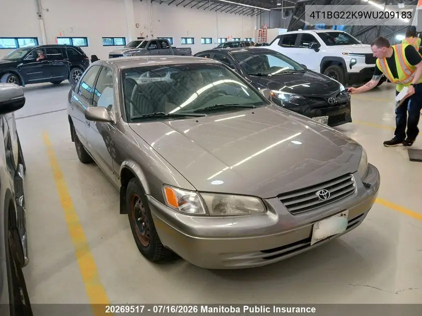 1998 Toyota Camry Ce VIN: 4T1BG22K9WU209183 Lot: 20269517