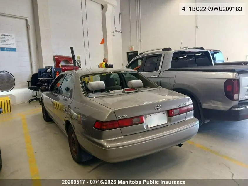 1998 Toyota Camry Ce VIN: 4T1BG22K9WU209183 Lot: 20269517