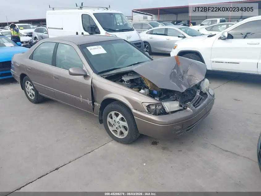 1999 Toyota Camry Le V6 VIN: JT2BF22K0X0234305 Lot: 45286278