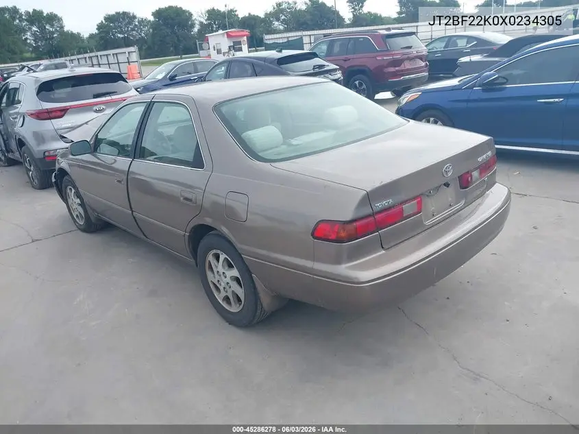 1999 Toyota Camry Le V6 VIN: JT2BF22K0X0234305 Lot: 45286278