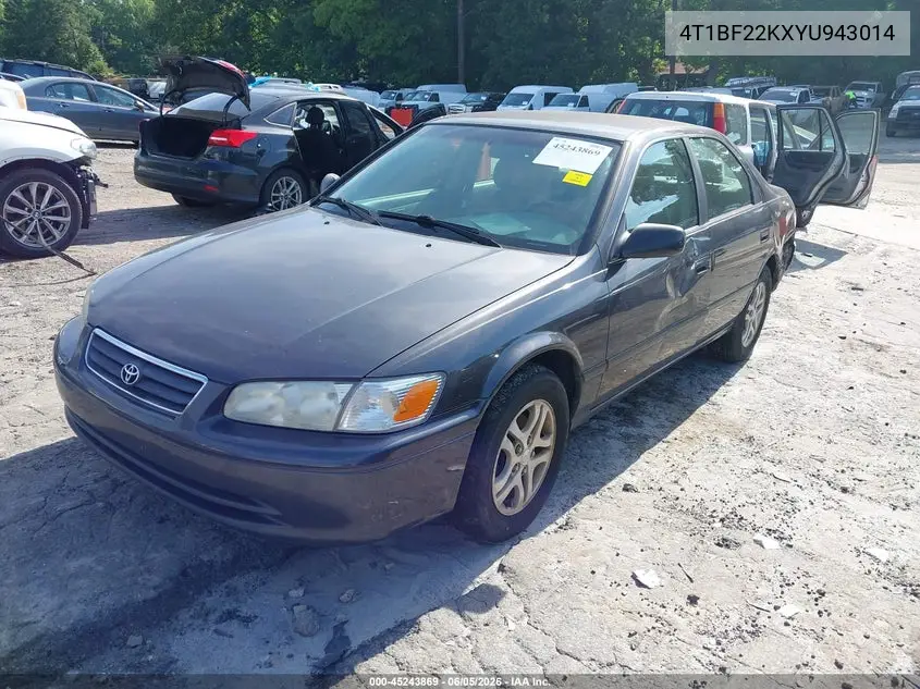 2000 Toyota Camry Le V6 VIN: 4T1BF22KXYU943014 Lot: 45243869