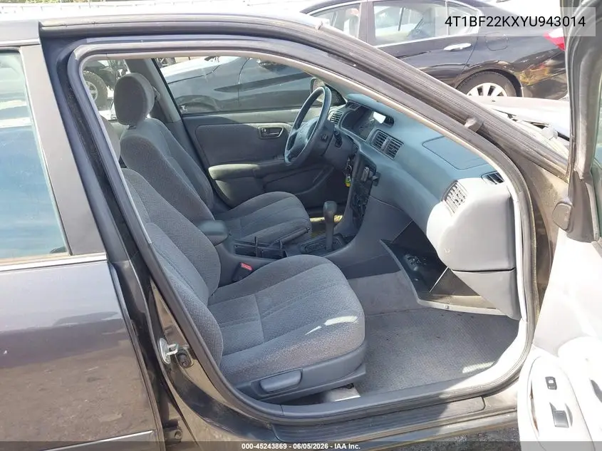 2000 Toyota Camry Le V6 VIN: 4T1BF22KXYU943014 Lot: 45243869