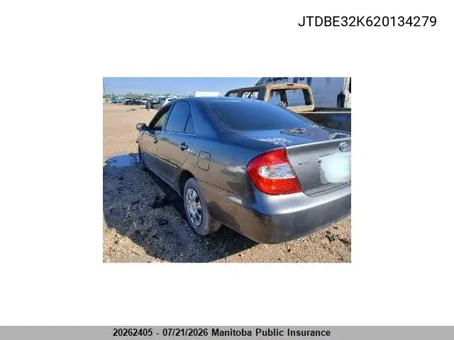 2002 Toyota Camry Le VIN: JTDBE32K620134279 Lot: 20262405