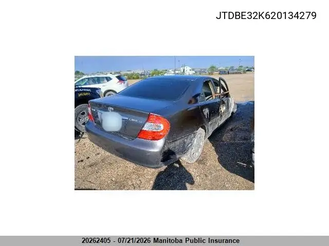 2002 Toyota Camry Le VIN: JTDBE32K620134279 Lot: 20262405