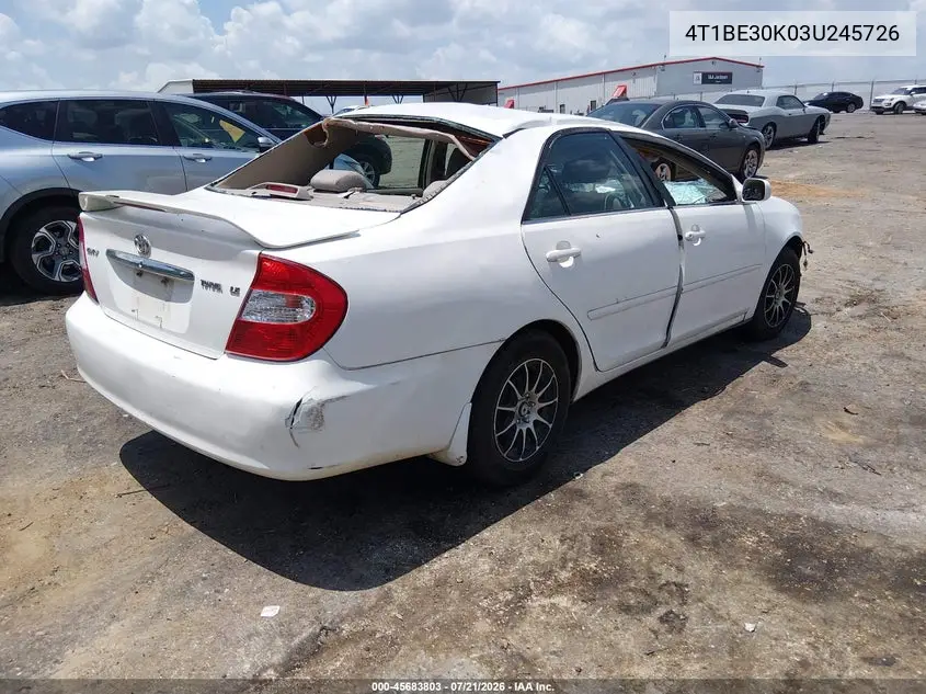 2003 Toyota Camry Le VIN: 4T1BE30K03U245726 Lot: 45683803