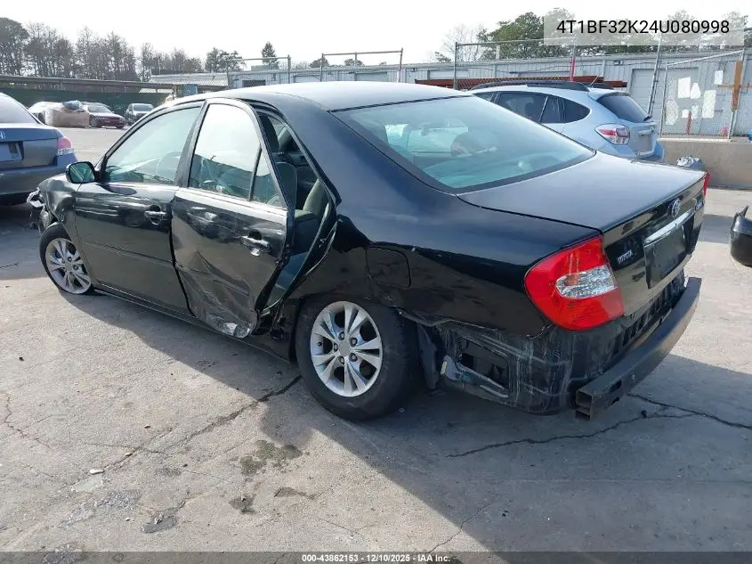 4T1BF32K24U080998 2004 Toyota Camry Le V6
