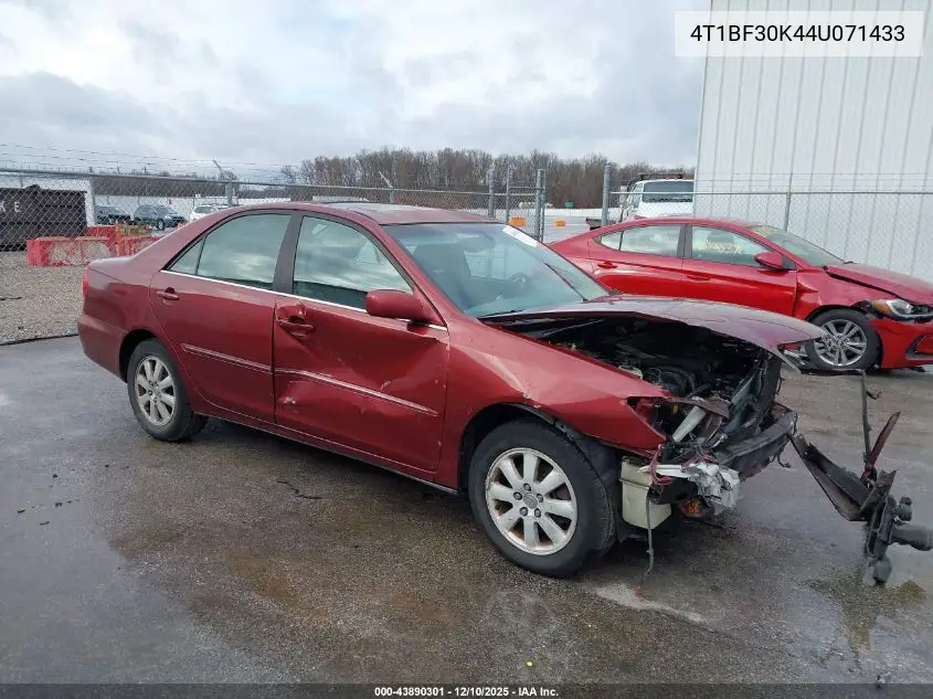 4T1BF30K44U071433 2004 Toyota Camry Xle V6
