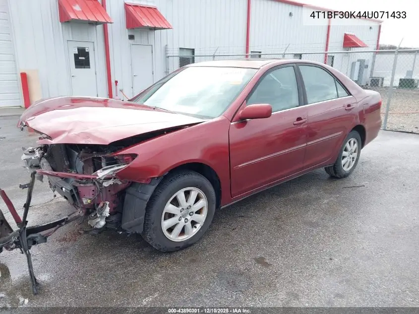 4T1BF30K44U071433 2004 Toyota Camry Xle V6