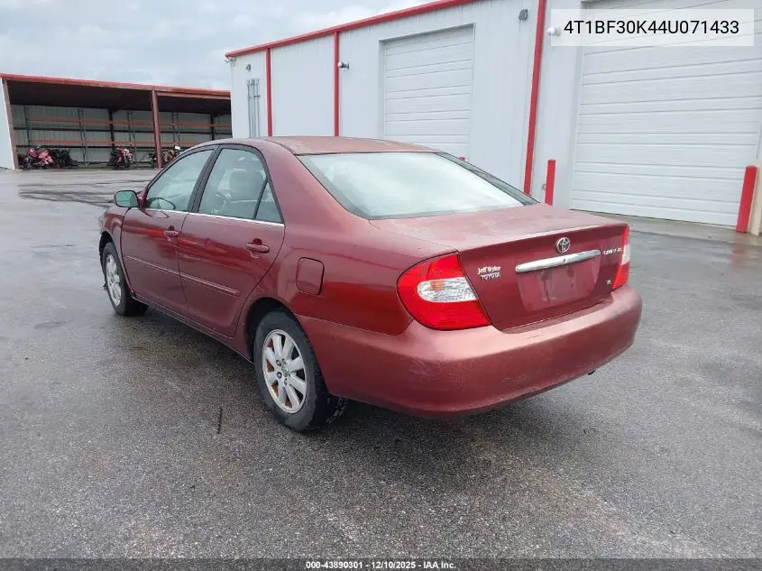 4T1BF30K44U071433 2004 Toyota Camry Xle V6