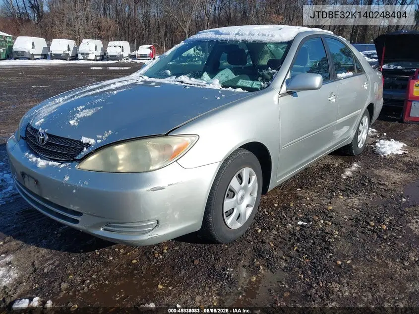 JTDBE32K140248404 2004 Toyota Camry Le