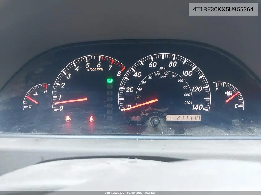 4T1BE30KX5U955364 2005 Toyota Camry Le