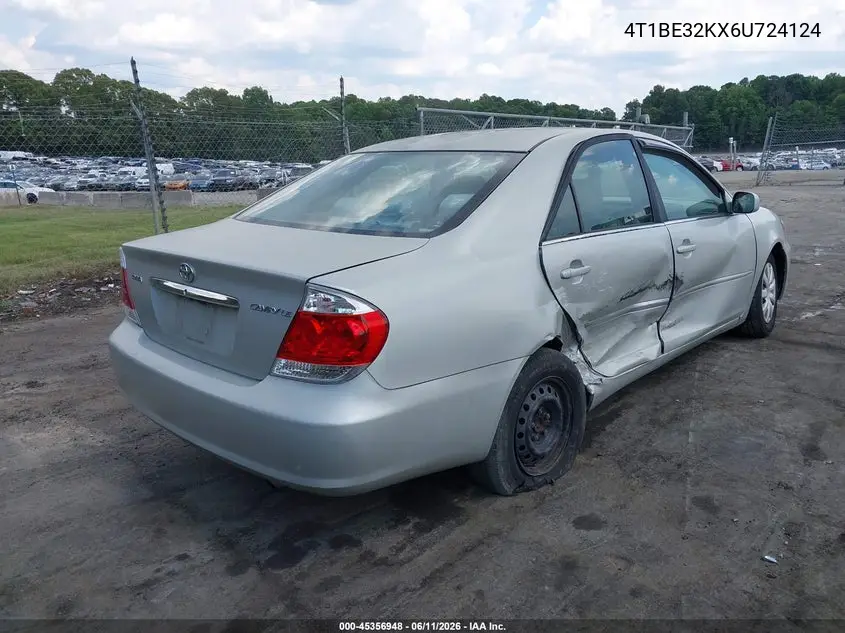 2006 Toyota Camry Le/Xle/Se VIN: 4T1BE32KX6U724124 Lot: 45356948