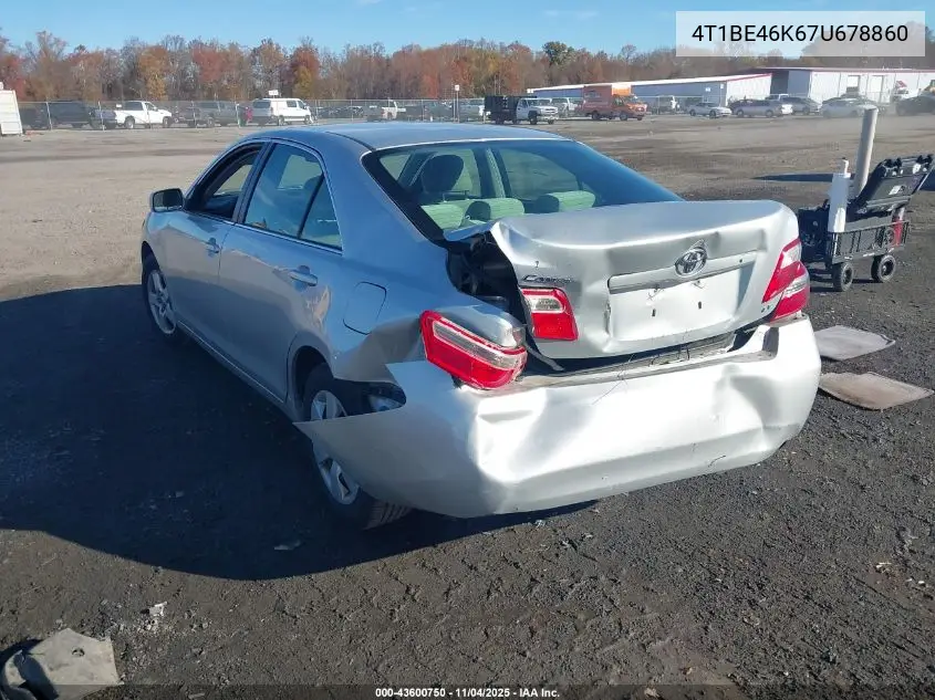 4T1BE46K67U678860 2007 Toyota Camry Le