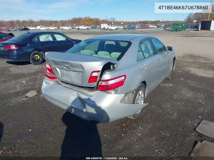 4T1BE46K67U678860 2007 Toyota Camry Le