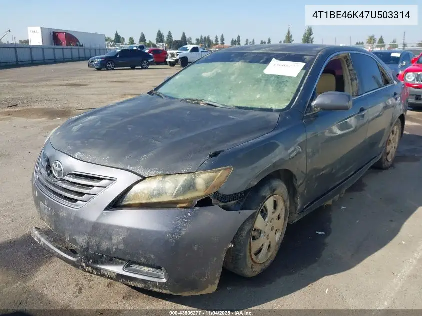 4T1BE46K47U503314 2007 Toyota Camry Le