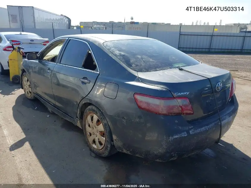 4T1BE46K47U503314 2007 Toyota Camry Le
