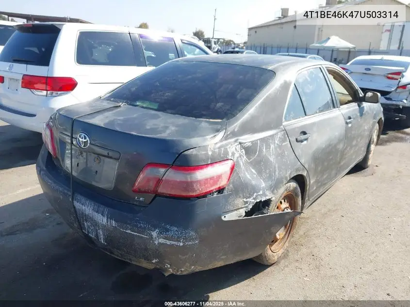 4T1BE46K47U503314 2007 Toyota Camry Le