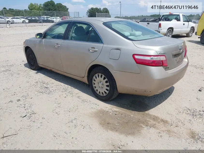 2007 Toyota Camry Le VIN: 4T1BE46K47U119646 Lot: 45587793