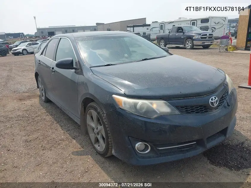 2012 Toyota Camry Se/Le/Xle VIN: 4T1BF1FKXCU578184 Lot: 30094372