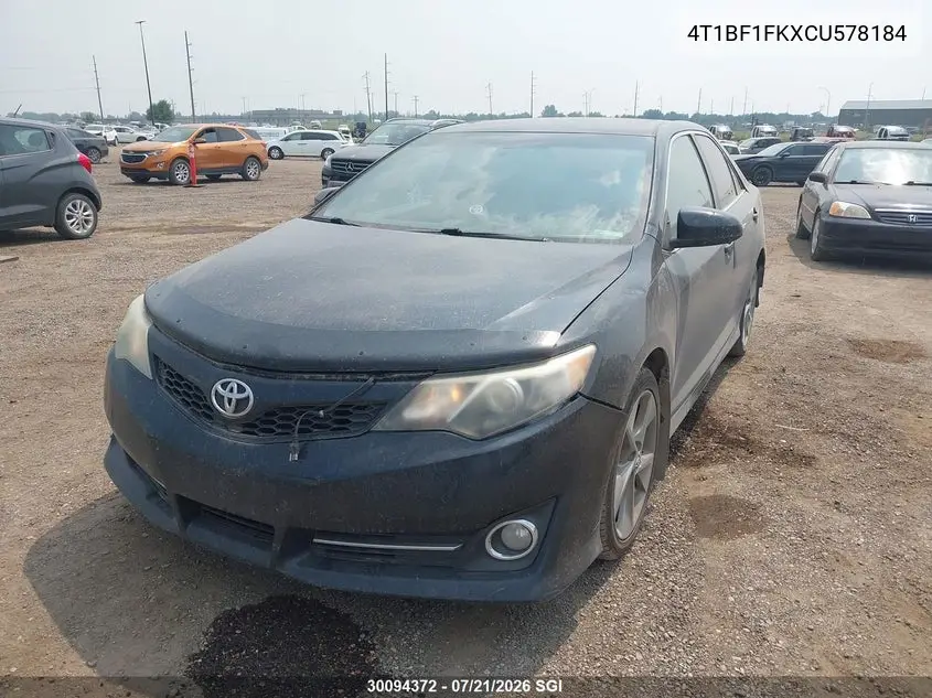 2012 Toyota Camry Se/Le/Xle VIN: 4T1BF1FKXCU578184 Lot: 30094372