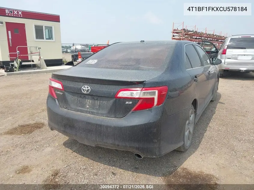 2012 Toyota Camry Se/Le/Xle VIN: 4T1BF1FKXCU578184 Lot: 30094372