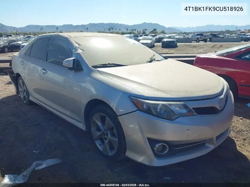 4T1BK1FK9CU518926 2012 Toyota Camry Se V6