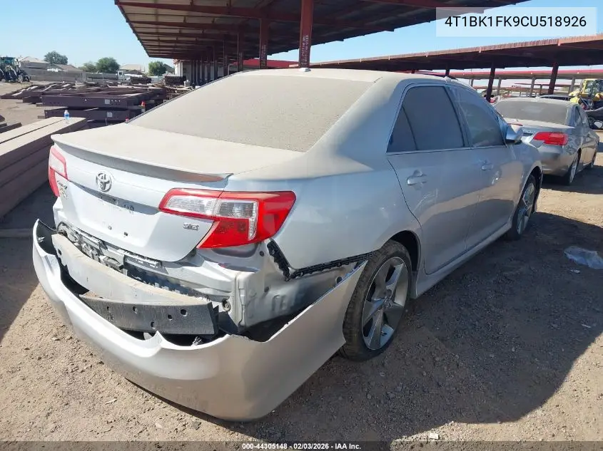 4T1BK1FK9CU518926 2012 Toyota Camry Se V6