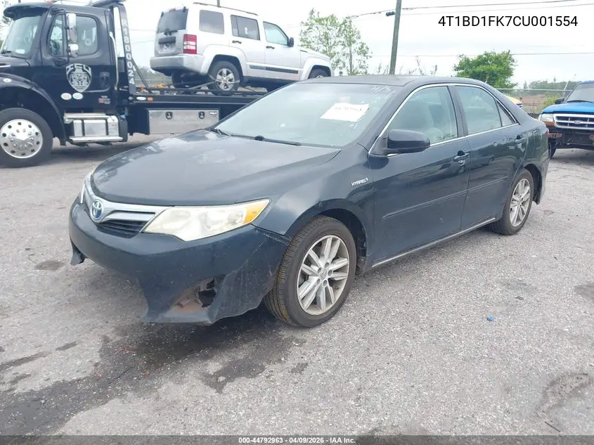 4T1BD1FK7CU001554 2012 Toyota Camry Hybrid Le