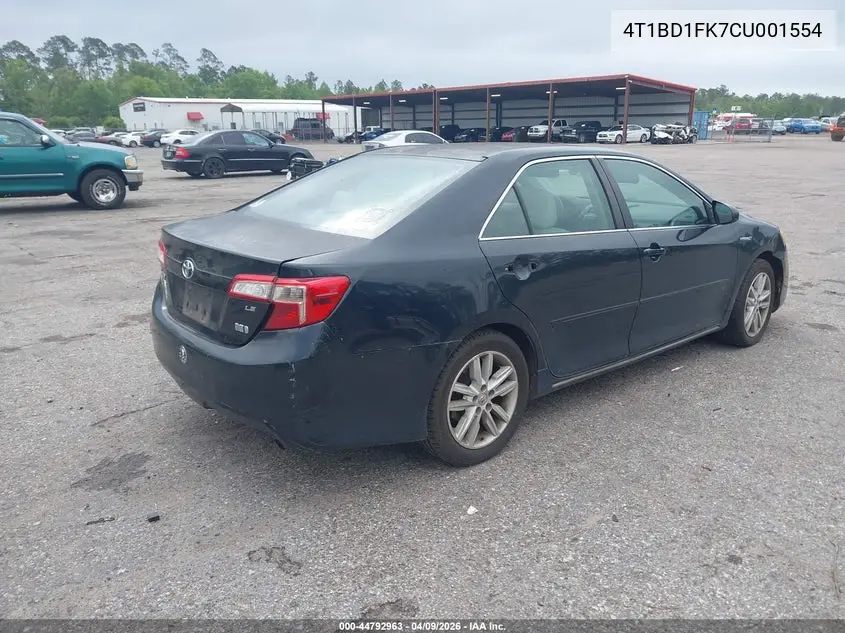 4T1BD1FK7CU001554 2012 Toyota Camry Hybrid Le