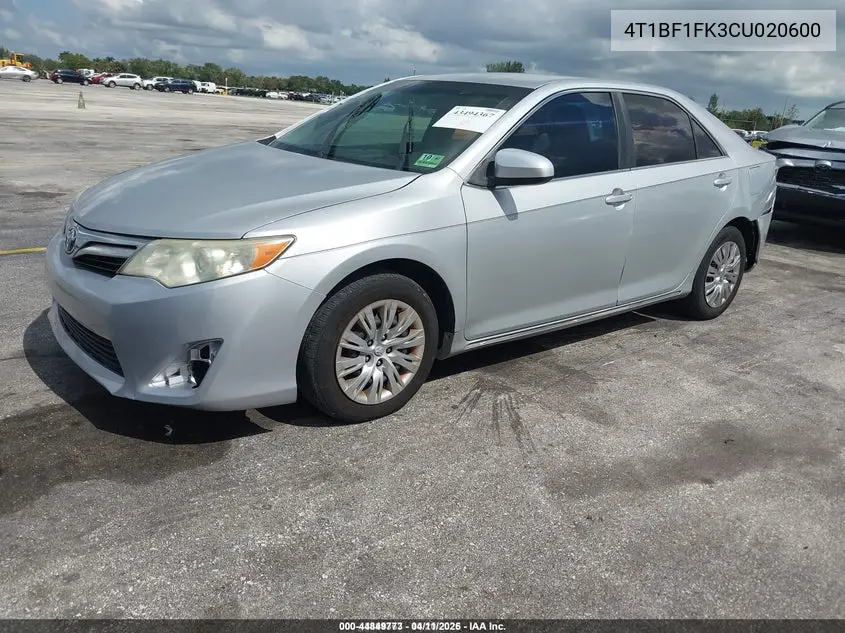 4T1BF1FK3CU020600 2012 Toyota Camry Le