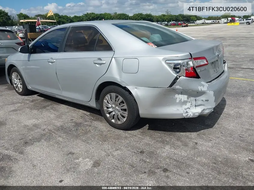 4T1BF1FK3CU020600 2012 Toyota Camry Le