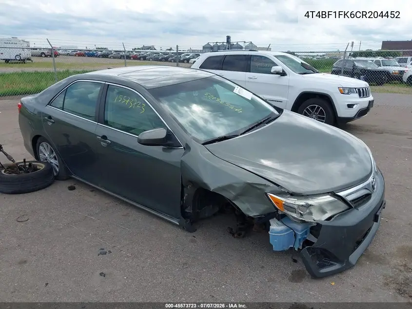 2012 Toyota Camry Xle VIN: 4T4BF1FK6CR204452 Lot: 45573723