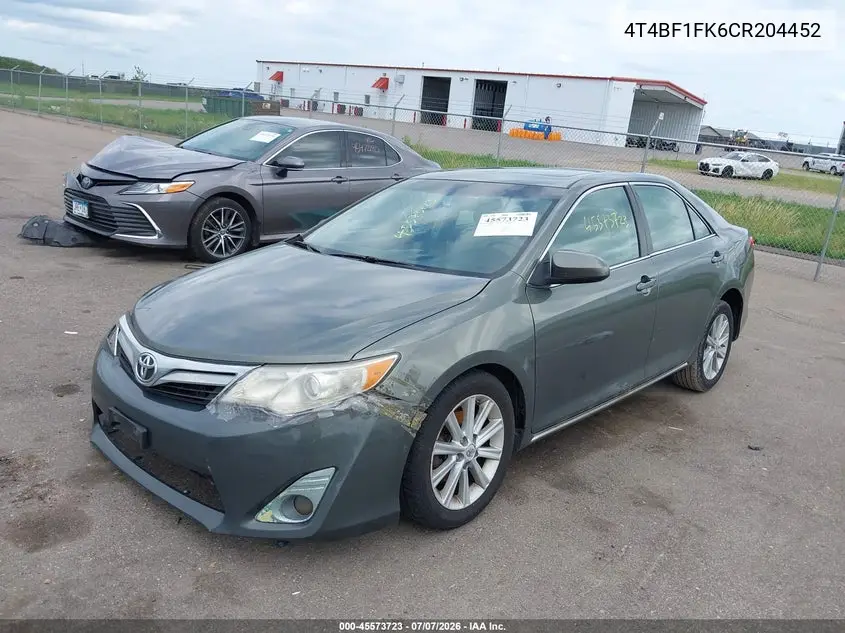2012 Toyota Camry Xle VIN: 4T4BF1FK6CR204452 Lot: 45573723