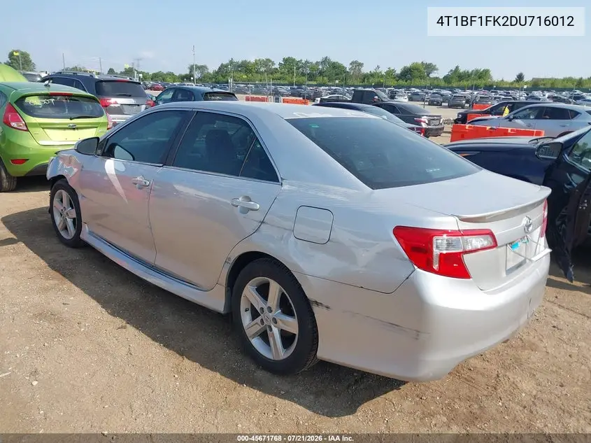 2013 Toyota Camry Se VIN: 4T1BF1FK2DU716012 Lot: 45671768