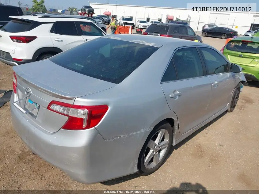 2013 Toyota Camry Se VIN: 4T1BF1FK2DU716012 Lot: 45671768