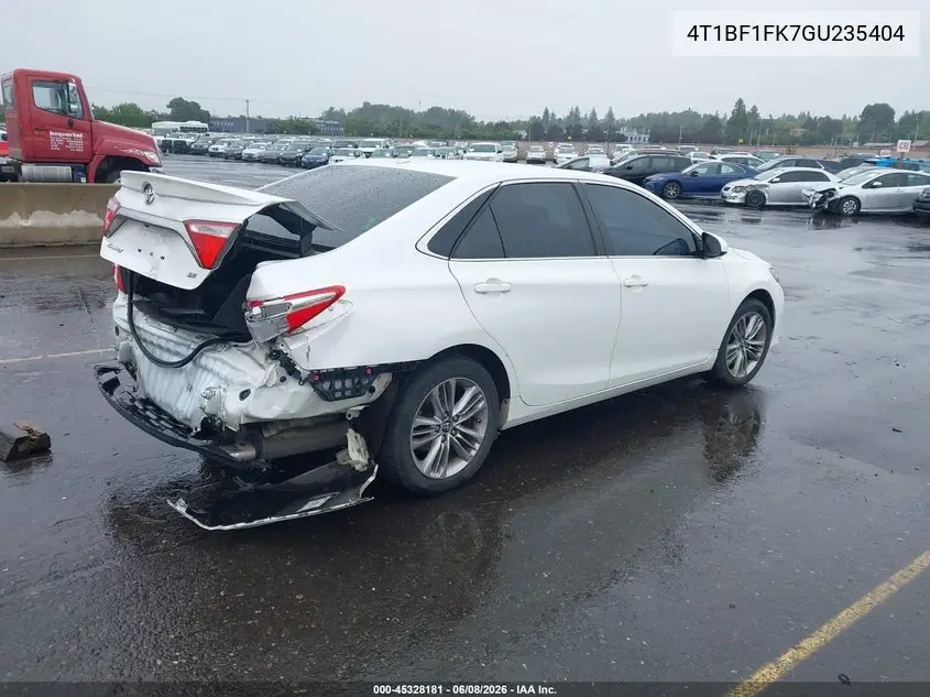 2016 Toyota Camry Se VIN: 4T1BF1FK7GU235404 Lot: 45328181