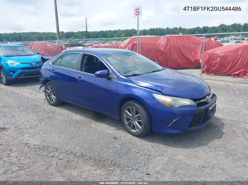 2016 Toyota Camry Se VIN: 4T1BF1FK2GU544486 Lot: 45658695