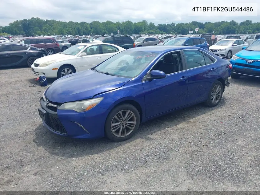 2016 Toyota Camry Se VIN: 4T1BF1FK2GU544486 Lot: 45658695