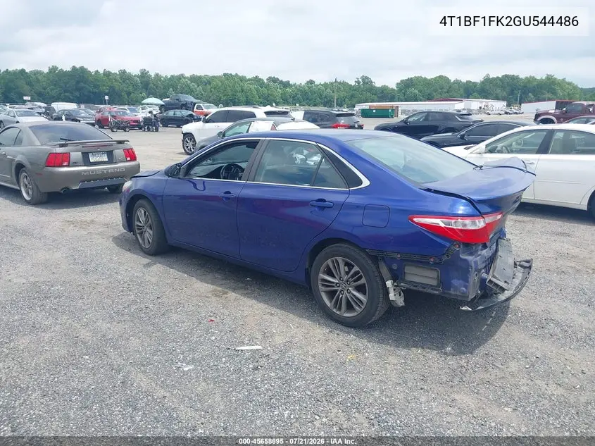 2016 Toyota Camry Se VIN: 4T1BF1FK2GU544486 Lot: 45658695