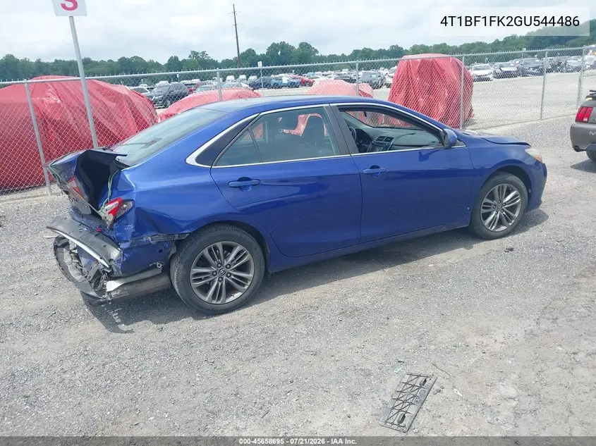 2016 Toyota Camry Se VIN: 4T1BF1FK2GU544486 Lot: 45658695