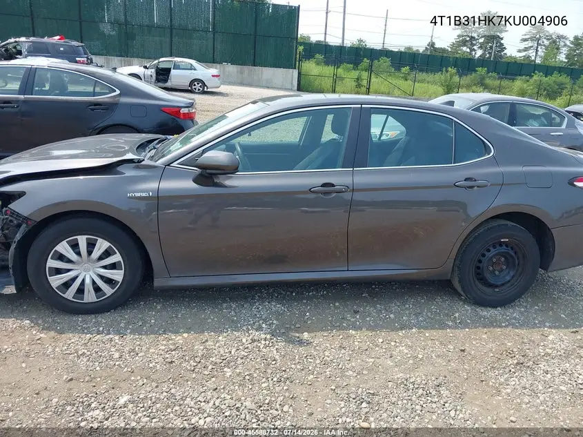 2019 Toyota Camry Hybrid Le VIN: 4T1B31HK7KU004906 Lot: 45588732