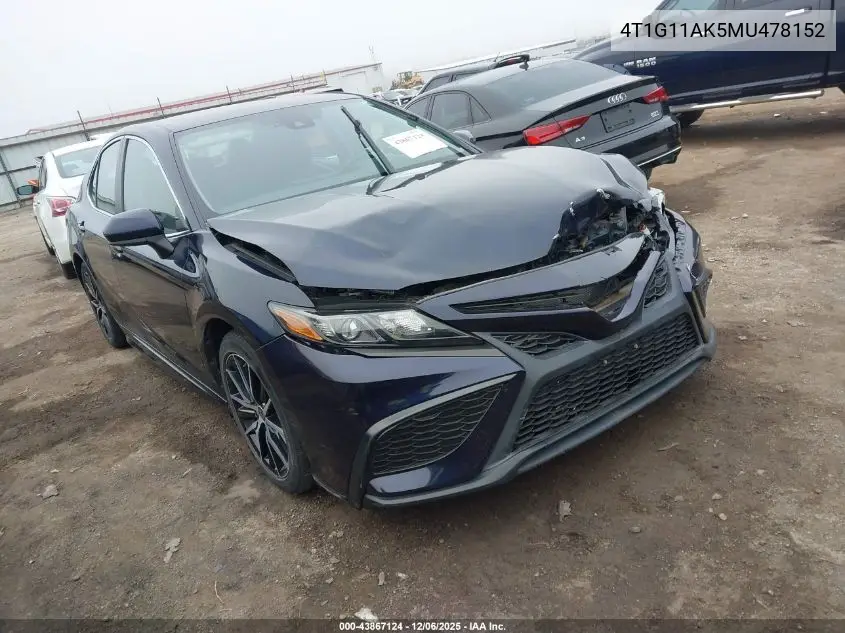 4T1G11AK5MU478152 2021 Toyota Camry Se