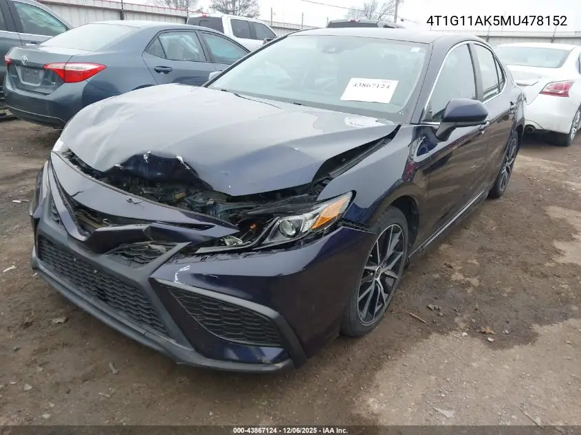 4T1G11AK5MU478152 2021 Toyota Camry Se