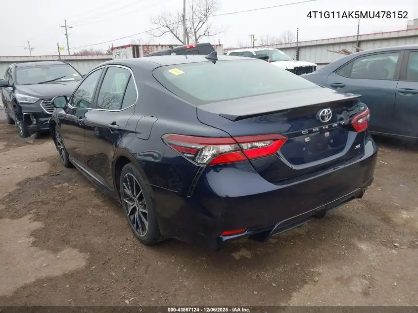 4T1G11AK5MU478152 2021 Toyota Camry Se